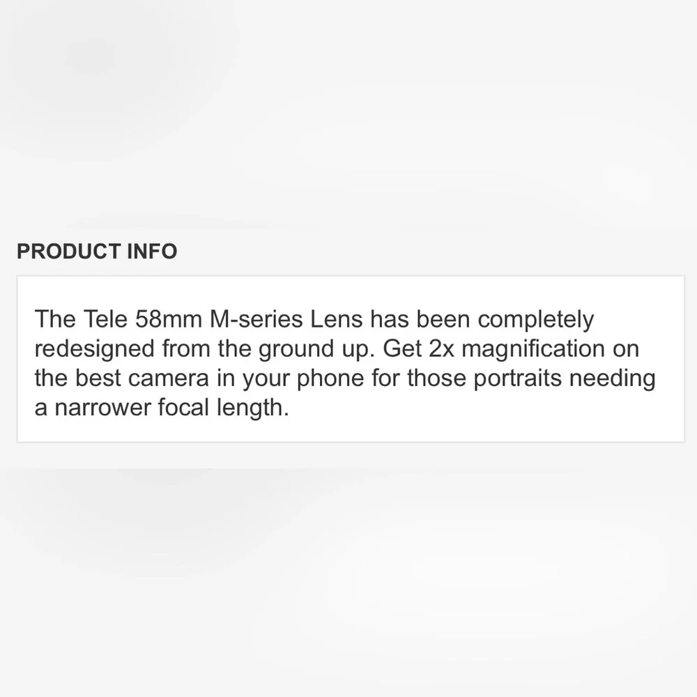 Moment Tele Lens 58mm -M-Series Mount